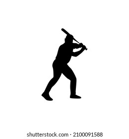 Silhouette-Baseballspieler, Vektorgrafik auf weißem Hintergrund