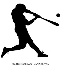 The silhouette of the baseball player who is hitting the ball. Perfect for stickers, icons and elements or advertising ornaments