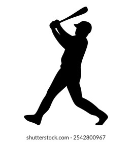 The silhouette of the baseball player who is hitting the ball. Perfect for stickers, icons and elements or advertising ornaments