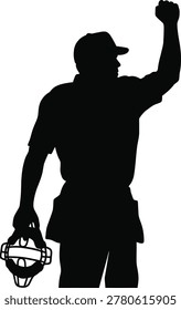 Silhouette of a baseball umpire calling a play with high school baseball official silhouette equipment competition recreation activity professional teamwork athletic decision