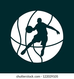 A silhouette of a basketball