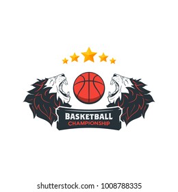 Silhouette of Basketball Ball. Basketball Sport Logo Template Vector Illustration