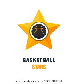 Silhouette of Basketball Ball. Basketball Sport Logo Template Vector Illustration