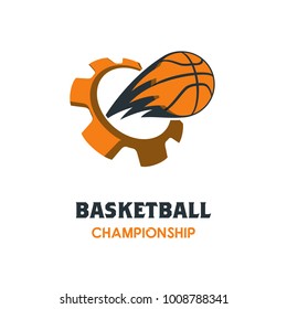 Silhouette of Basketball Ball. Basketball Sport Logo Template Vector Illustration