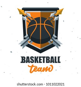 Silhouette of Basketball Ball. Basketball Sport Logo Template Vector Illustration