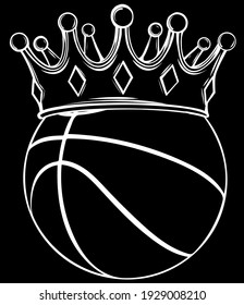 silhouette Basketball King Crown. Sport Winner Icon, Emoji Style Illustration.