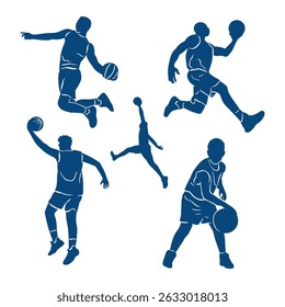 silhouette basketball player collection vector design