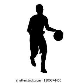 silhouette basketball player  dribbling the ball