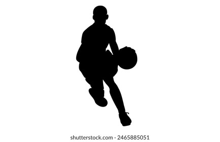silhouette of basketball player dribbling the ball