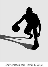 silhouette of a basketball player dribbling, vector illustration of a basketball player