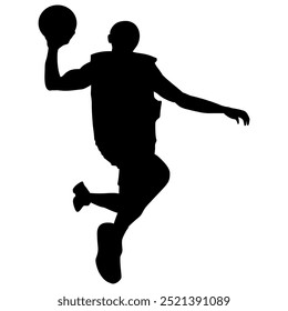 Silueta de un jugador de baloncesto hundiéndose en un fondo transparente. Perfecto para pegatinas, iconos, tatuajes, logotipos