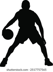 Silhouette of Basketball Player. Flat Vector Illustration