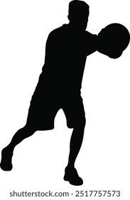 Silhouette des Basketballspielers. Flache Vektorgrafik