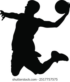 Silhouette of Basketball Player. Flat Vector Illustration