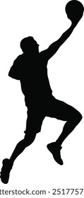 Silhouette of Basketball Player. Flat Vector Illustration