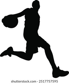 Silueta del jugador de baloncesto. Ilustración vectorial plana
