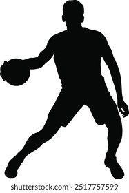 Silueta del jugador de baloncesto. Ilustración vectorial plana