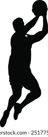 Silueta del jugador de baloncesto. Ilustración vectorial plana