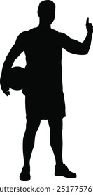 Silhueta do jogador de basquete. Ilustração de vetor plano