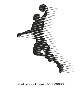 Silhouette of a basketball player in grunge style