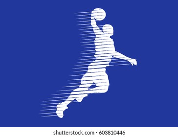 Silhouette of a basketball player in grunge style