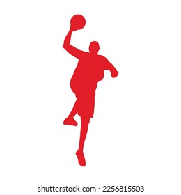 silhouette of basketball player movement carrying basketball