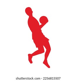 silhouette of basketball player movement carrying basketball