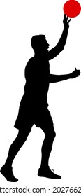 Silhouette of a basketball player on a white background