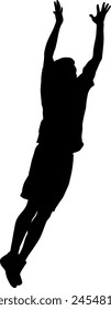 Silhouette of a basketball player on a white background.
