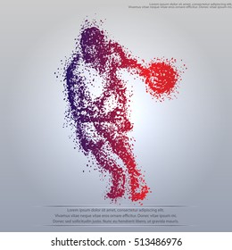 silhouette of a basketball player particle composition