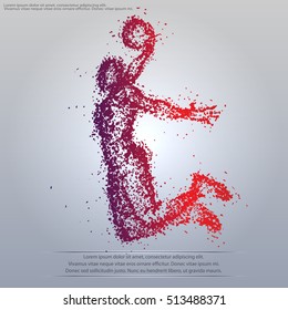 silhouette of a basketball player particle composition