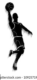 A silhouette basketball player sports illustration concept