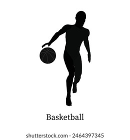 Silhouette basketball player in transparent background.