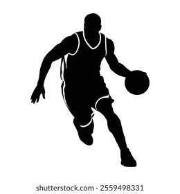 Silhouette of basketball player vector illustration with white background