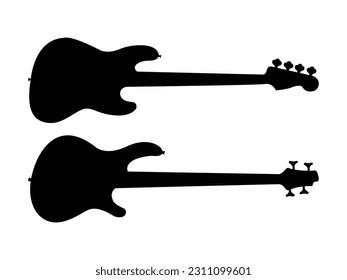 silhouette of bass guitar, dryer above and below