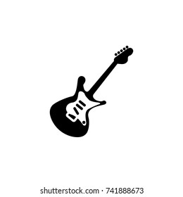 Silhouette Bass Guitar Icon On White Stock Illustration 743233039