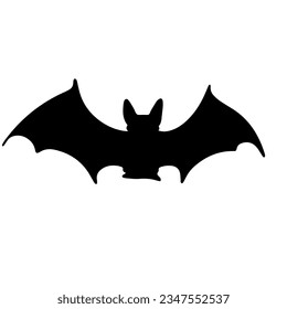 Silhouette of bat. Bat animal icon. Halloween decor. Vector illustration.