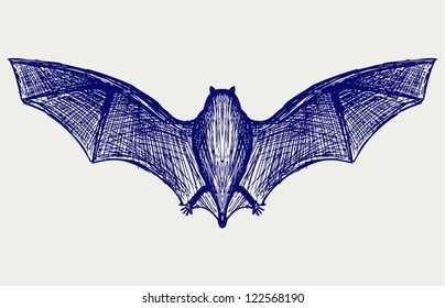Silhouette of bat. Doodle style