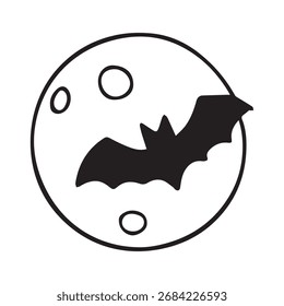 Silhouette einer Fledermaus im Flug vor Vollmond-Kulisse, die ein geheimnisvolles und unheimliches Ambiente hervorruft, ideal für Halloween und nächtliche Themen