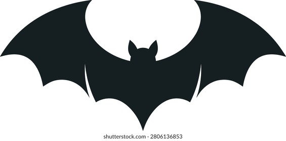 Silhouette of a bat in flight against a plain background, symbolizing nighttime and nature