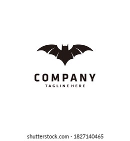 Silhouette of bat isolated on white background  logo design inspiration. Halloween decorative element.