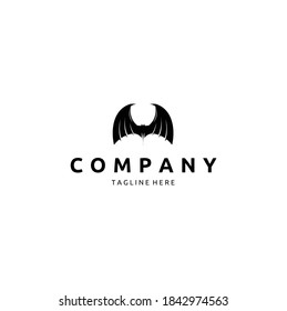 Silhouette of Bat Isolated on White Background Logo Design Inspiration. Halloween Decorative Element.