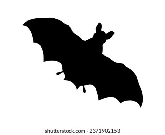 Silhouette of a bat on a white background