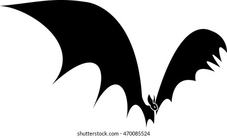 Silhouette of a bat with the opened wings