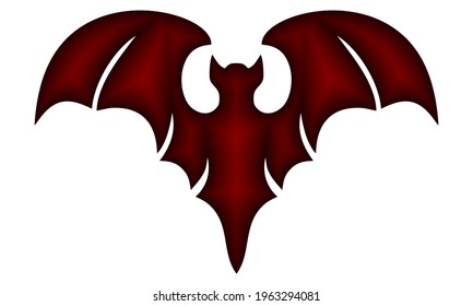 Silhouette Of The Bat Vector Illustration. Bat Mascot With Plastic Effect. Bat Logo Template