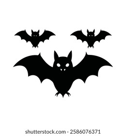 Silhouette bat wings spooky Halloween bat silhouette on white background. Bat vector illustration. Bat icon.