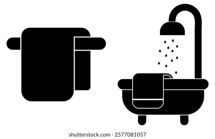 Silhouette of Bathtub, shower icon. Bathtub icon, vector. Bathroom, Bath, Bathing, Bubble Towel vector. Bathtub sign symbol design on white background. Vector illustration.