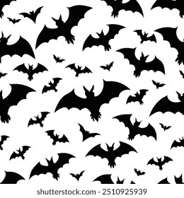 Silhouette Bats flying  Halloween vector design.