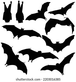 silhouette of bats set of bat silhouette collection flying bats