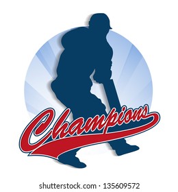 Silhouette Of Batsman In Playing Action With Text Champion.